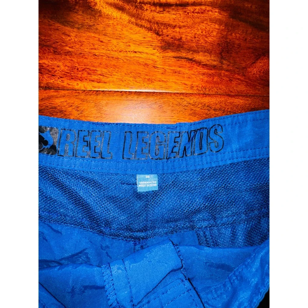 Reel‎ Legends Cargo Fishing Shorts Mens 36 Blue Excellent Nylon Quick Dry Marlin